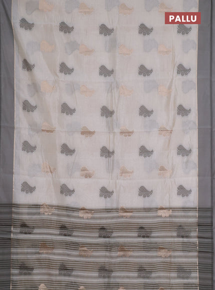 Off white semi raw silk with matching neck piece