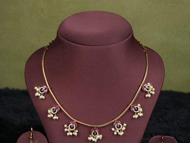 mehendi green semi raw silk with matching neck piece