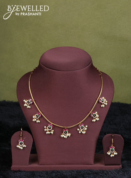 mehendi green semi raw silk with matching neck piece