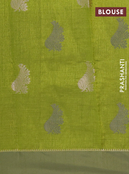 mehendi green semi raw silk with matching neck piece