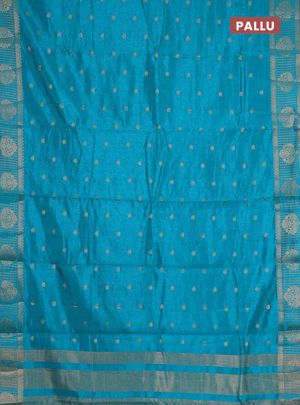 teal green semi raw silk with matching neck piece