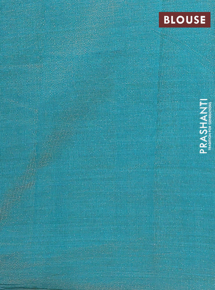 teal green semi raw silk with matching neck piece