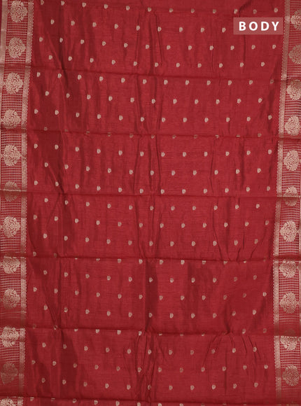 maroon semi raw silk with matching neck piece