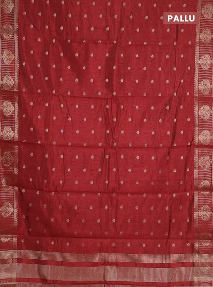 maroon semi raw silk with matching neck piece
