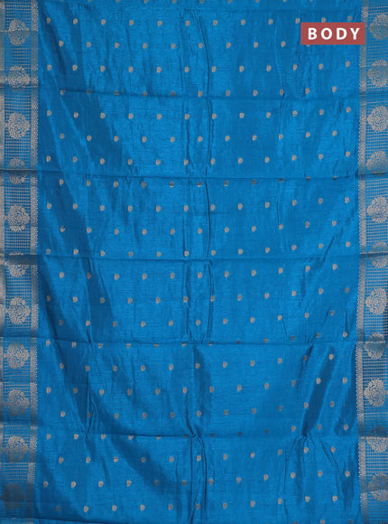 cs blue semi raw silk with matching neck piece
