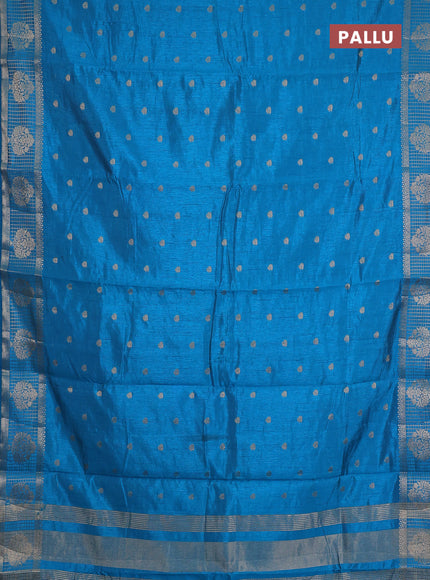 cs blue semi raw silk with matching neck piece