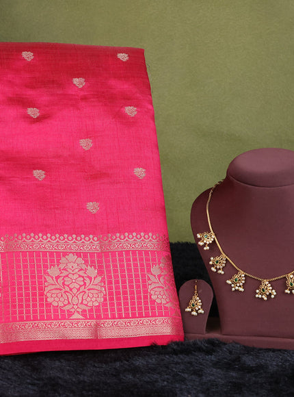 pink semi raw silk with matching neck piece