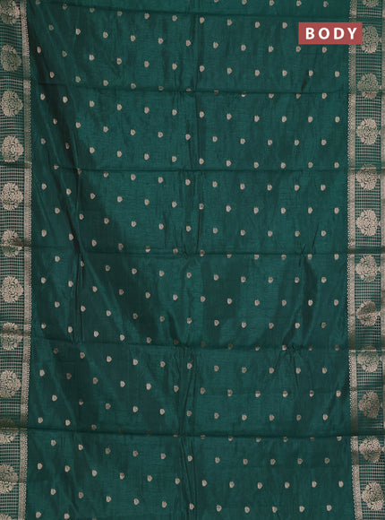 bottle green semi raw silk with matching neck piece