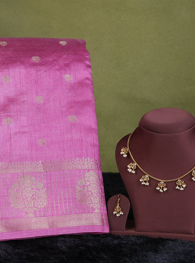 lavender semi raw silk with matching neck piece