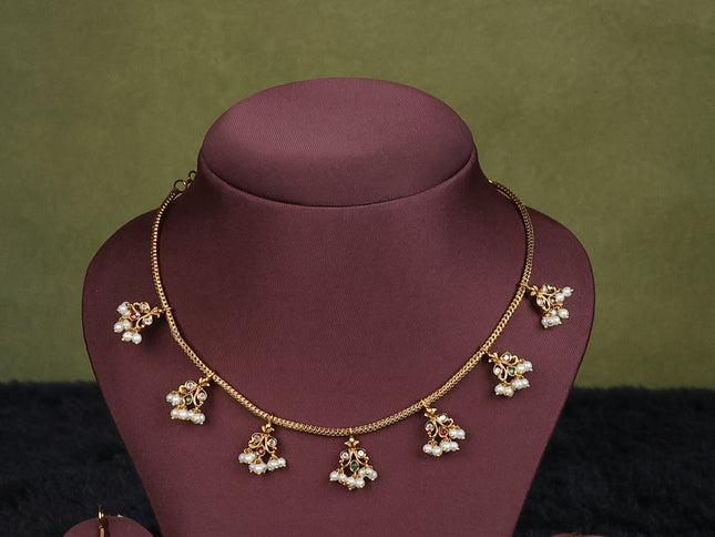 navy blue semi raw silk with matching neck piece
