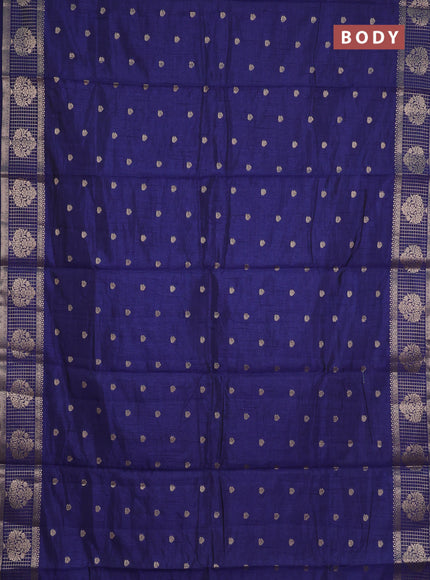navy blue semi raw silk with matching neck piece