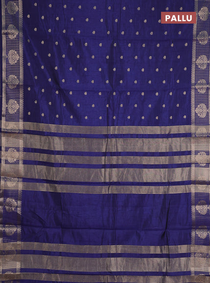 navy blue semi raw silk with matching neck piece