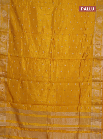 mustard yellow semi raw silk with matching neck piece