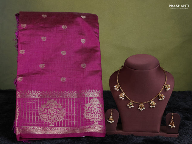 purple semi raw silk with matching neck piece