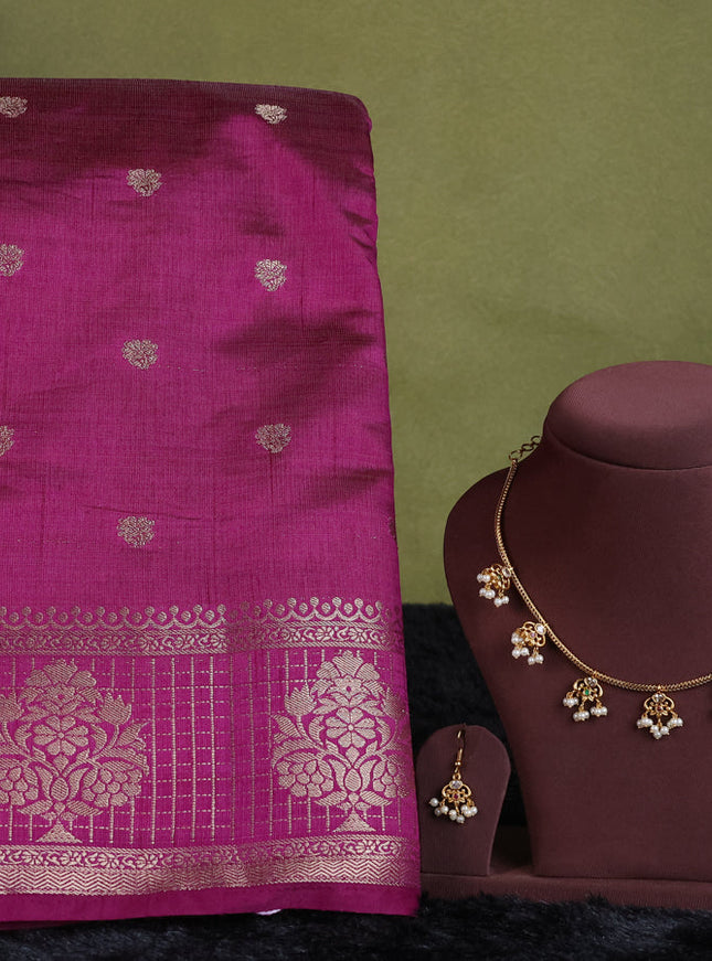 purple semi raw silk with matching neck piece