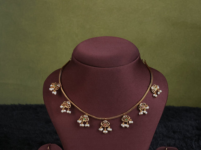 green semi raw silk with matching neck piece