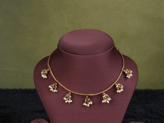 maroon semi raw silk with matching neck piece