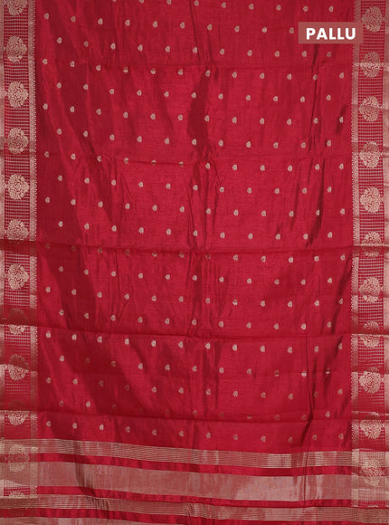 maroon semi raw silk with matching neck piece