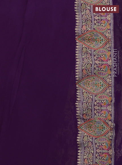 Banarasi georgette saree deep purple with allover bandhani prints & meenakari weaves and meenakari border