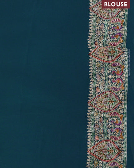 Banarasi georgette saree teal green with allover bhandhani prints & meenakari buttas and meenakari border