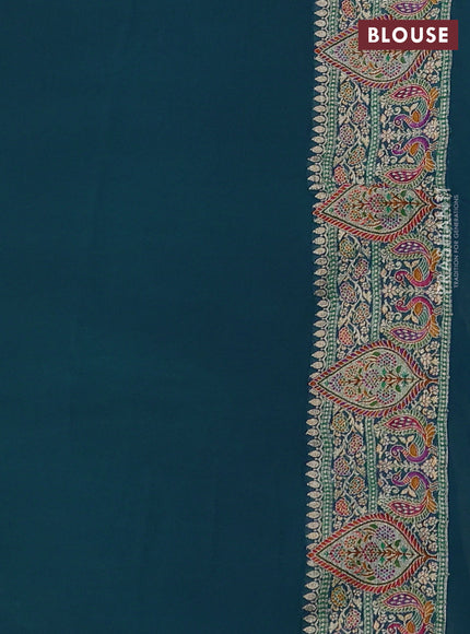 Banarasi georgette saree teal green with allover bhandhani prints & meenakari buttas and meenakari border