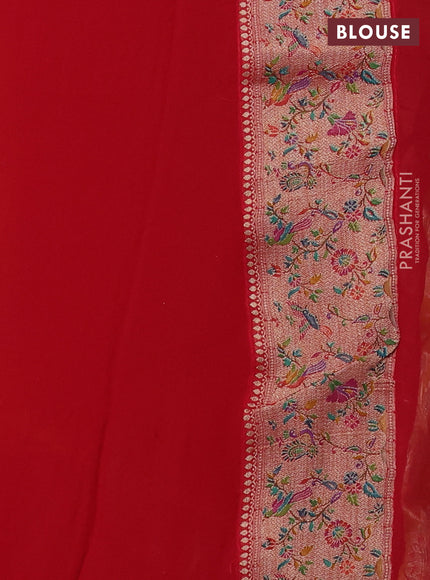 Banarasi georgette saree yellow and red with allover bhandhani prints & meenakari buttas and meenakari border