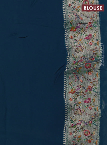 Banarasi georgette saree teal green with allover bhandhani prints & meenakari buttas and meenakari border