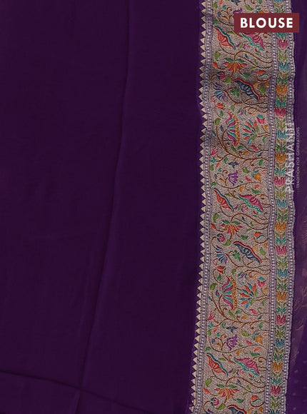 Banarasi georgette saree violet with allover bhandhani prints & meenakari buttas and long meenakari border