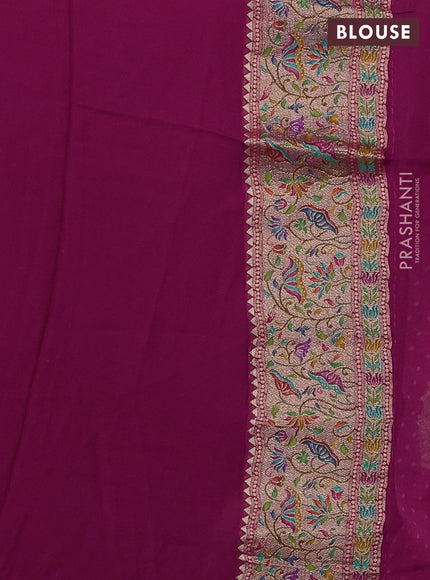 Banarasi georgette saree dark pink with allover bhandhani prints & meenakari buttas and long meenakari border