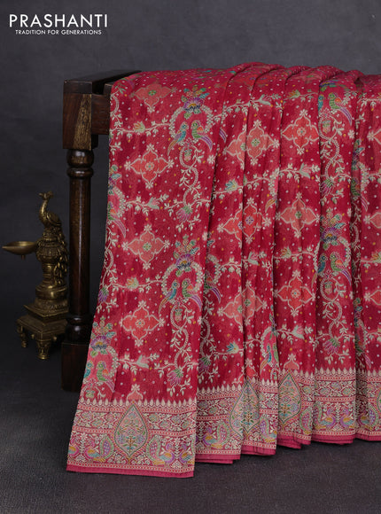 Banarasi georgette saree red with allover bhandhani prints & meenakari buttas and long meenakari border