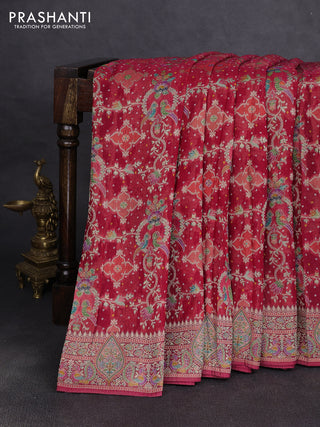 Banarasi georgette saree red with allover bhandhani prints & meenakari buttas and long meenakari border