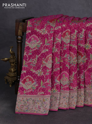 Banarasi georgette saree pink with allover bhandhani prints & meenakari buttas and long meenakari border
