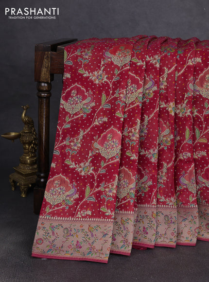 Banarasi georgette saree red with allover bhandhani prints & meenakari buttas and long meenakari border