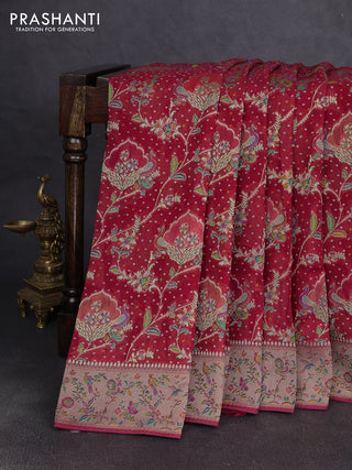 Banarasi georgette saree red with allover bhandhani prints & meenakari buttas and long meenakari border