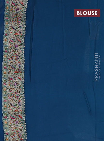 Banarasi georgette saree peacock green with allover bhandhani prints & meenakari buttas and long meenakari border