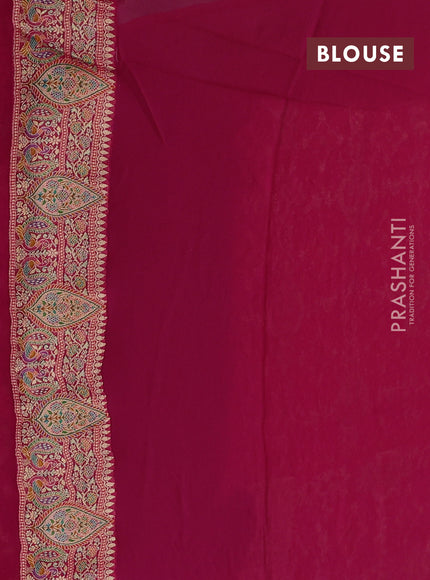 Banarasi georgette saree pink with allover bandhani prints & meenakari weaves and long meenakari border