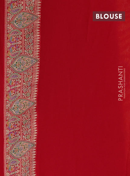 Banarasi georgette saree mustard yellow with allover bandhani prints & meenakari weaves and long meenakari border