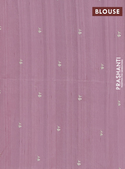 Semi raw silk saree pastel pink with embroidery buttas and floral embroidery border