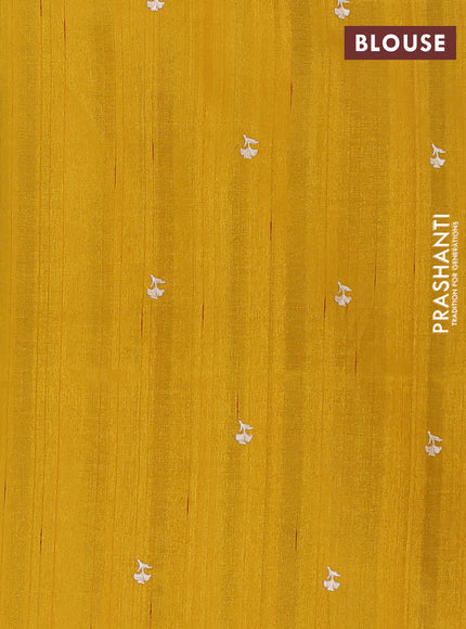 Semi raw silk saree mustard yellow with embroidery buttas and floral embroidery border