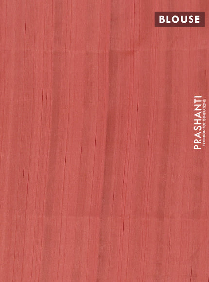 Semi raw silk saree rust shade with embroidery buttas and floral embroidery border