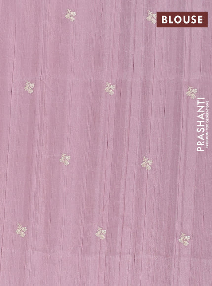 Semi raw silk saree pastel pink with embroidery buttas and floral embroidery border