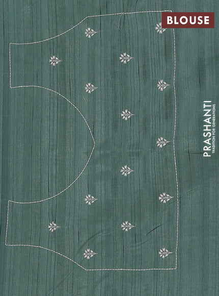 Semi raw silk saree pastyel green shade with allover checks & embroidery buttas and embroidery border