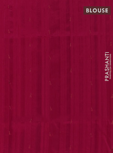 Semi raw silk saree dark pink with allover embroidery buttas and embroidery border
