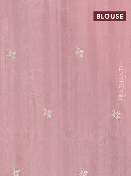 Semi raw silk saree peach shade with embroidery buttas and embriodery border