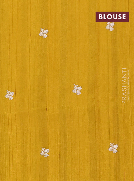 Semi raw silk saree mustard yellow with embroidery buttas and embriodery border