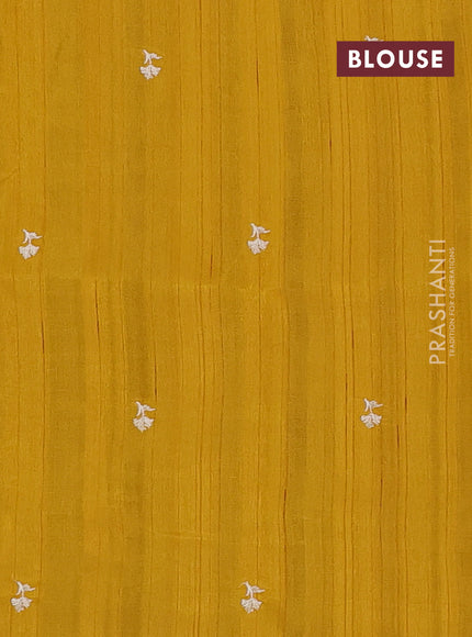 Semi raw silk saree mustard yellow with embroidery buttas and embriodery border