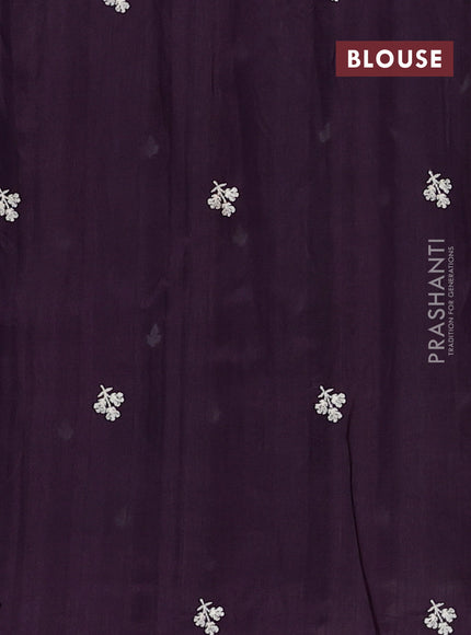 Semi raw silk saree wine shade with embroidery buttas and embriodery border