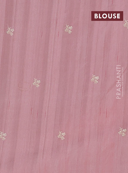 Semi raw silk saree peach shade with embroidery buttas and embriodery border