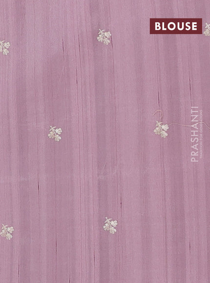 Semi raw silk saree pastel pink with embroidery buttas and embriodery border