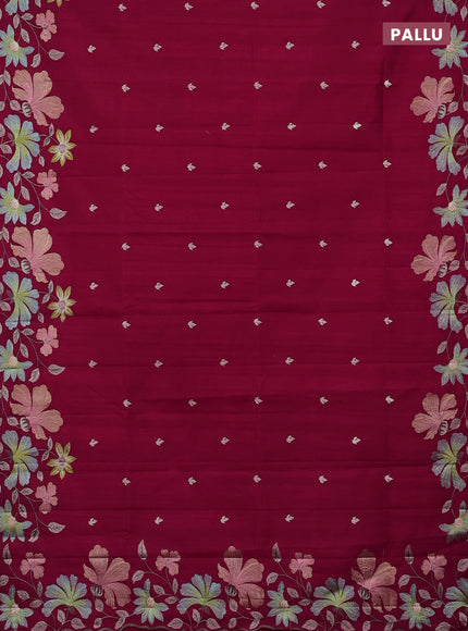 Semi raw silk saree pink with embroidery buttas and embriodery border